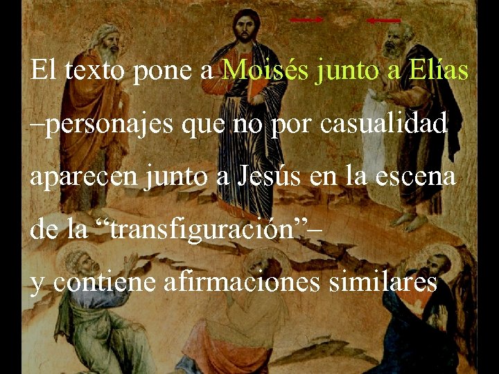 El texto pone a Moisés junto a Elías –personajes que no por casualidad aparecen