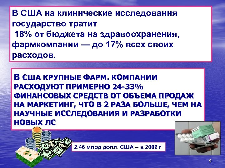 В США на клинические исследования государство тратит 18% от бюджета на здравоохранения, фармкомпании —