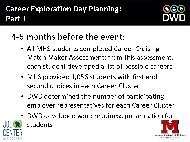 Career Exploration Day Planning: Part 1 4 -6 months before the event: • All