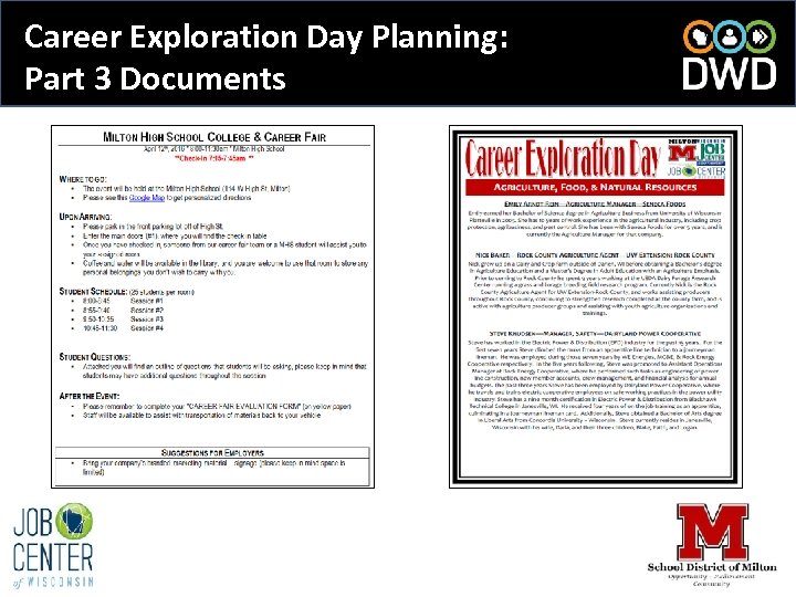 Career Exploration Day Planning: Part 3 Documents 