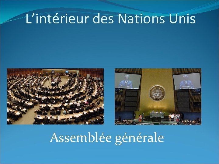 L’intérieur des Nations Unis Assemblée générale 