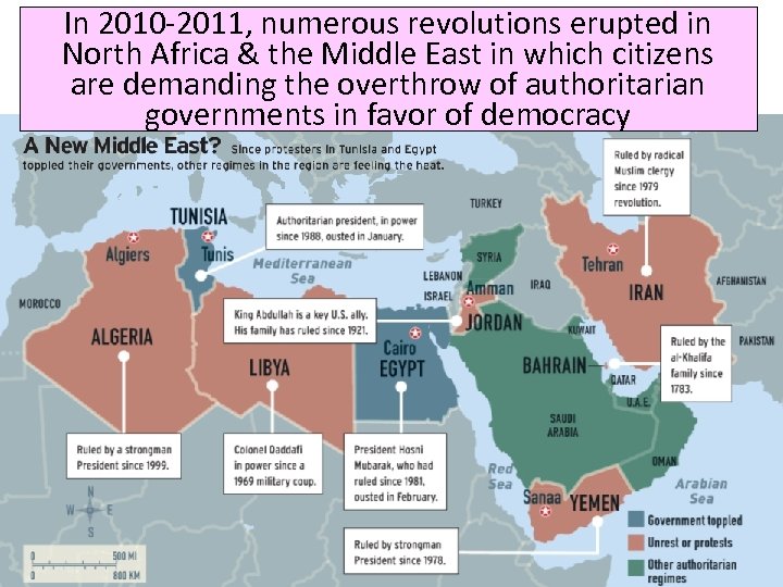 In 2010 -2011, numerous revolutions erupted in North Africa & the Middle East in