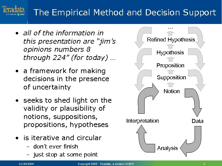 The Empirical Method and Decision Support … • all of the information in this