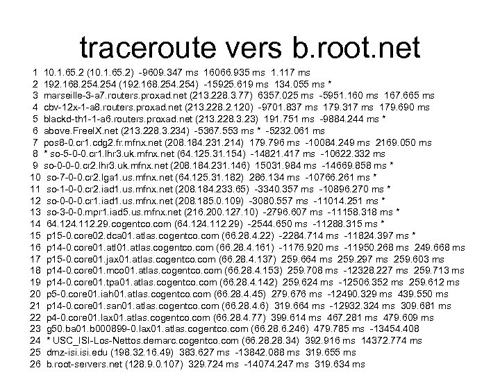 traceroute vers b. root. net 1 10. 1. 65. 2 (10. 1. 65. 2)