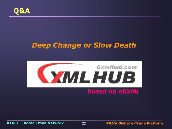 Q&A Deep Change or Slow Death based on eb. XML KTNET – Korea Trade