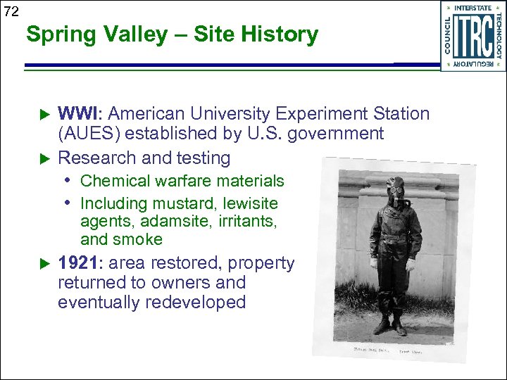 72 Spring Valley – Site History u u WWI: American University Experiment Station (AUES)