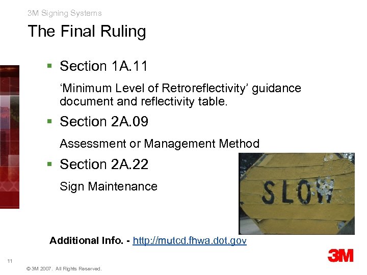 3 M Signing Systems The Final Ruling § Section 1 A. 11 ‘Minimum Level