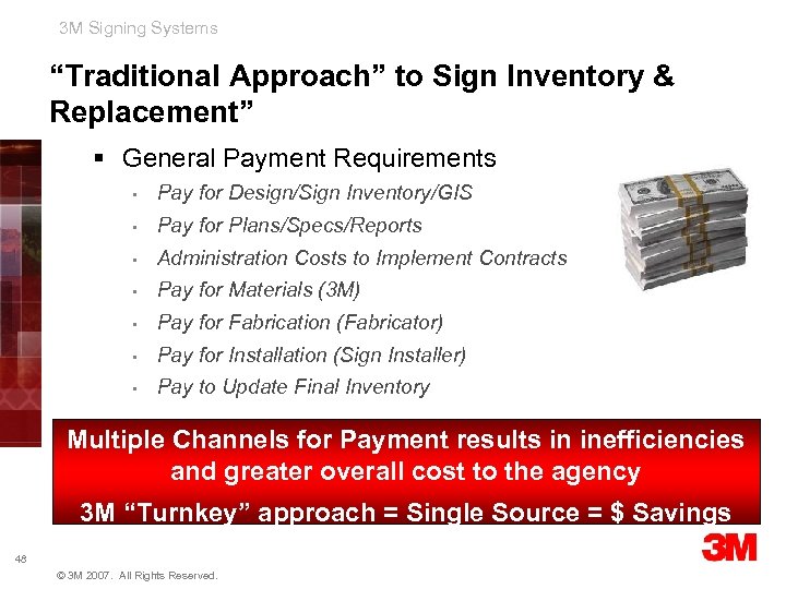 3 M Signing Systems “Traditional Approach” to Sign Inventory & Replacement” § General Payment