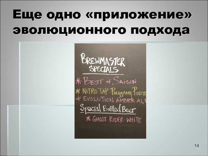 Еще одно «приложение» эволюционного подхода 14 
