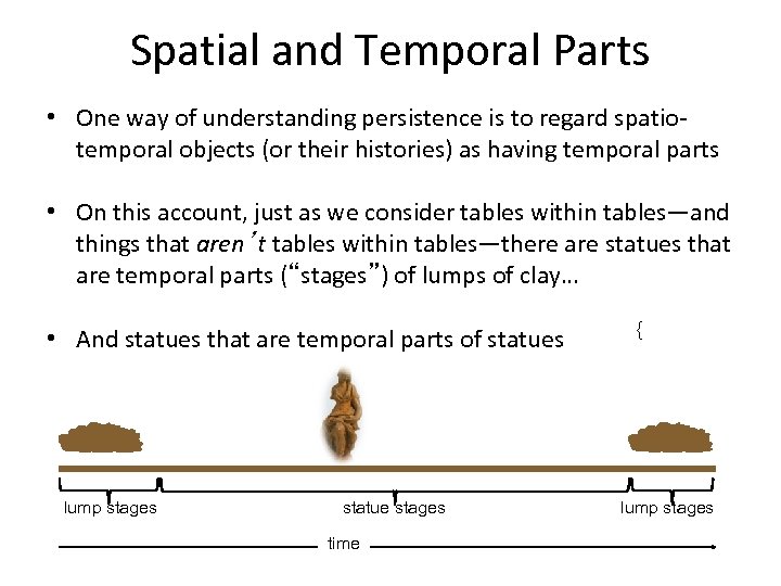 Spatial and Temporal Parts • One way of understanding persistence is to regard spatiotemporal