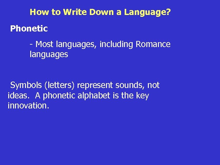How to Write Down a Language? Roots Phonetic of Language - Most languages, including