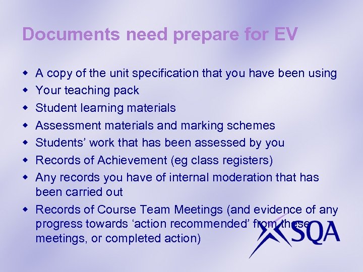 Documents need prepare for EV w w w w A copy of the unit