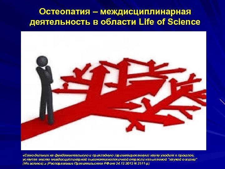 Остеопатия – междисциплинарная деятельность в области Life of Science «Само деление на фундаментальную и