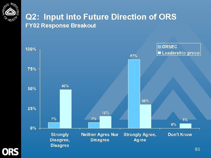 Q 2: Input into Future Direction of ORS FY 02 Response Breakout 85 