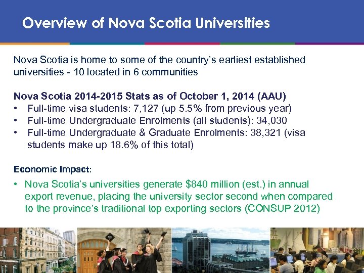 Overview of Nova Scotia Universities Nova Scotia is home to some of the country’s