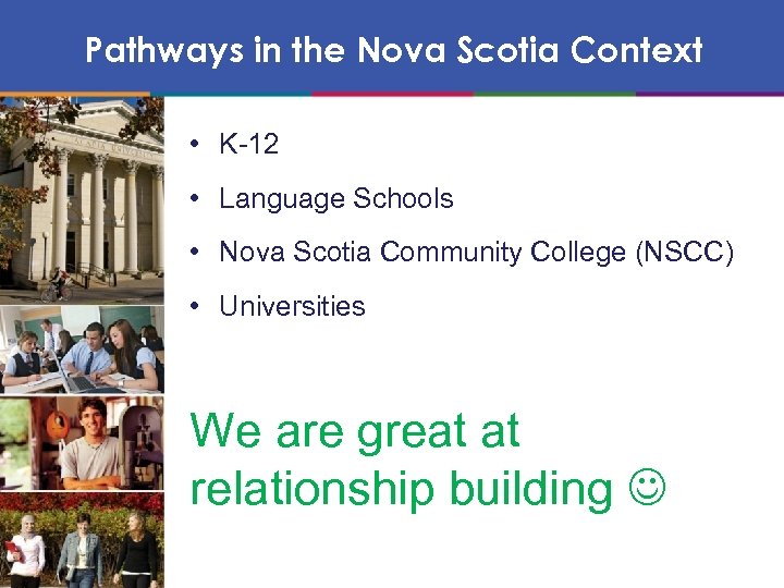Pathways in the Nova Scotia Context • K-12 • Language Schools • Nova Scotia