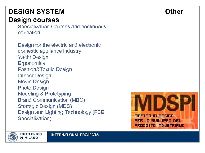 DESIGN SYSTEM Design courses Specialization Courses and continuous education Design for the electric and