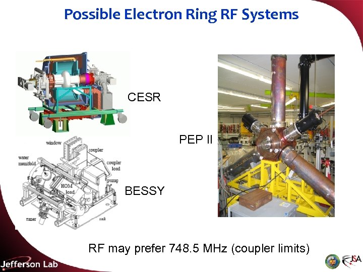 Possible Electron Ring RF Systems CESR PEP II BESSY RF may prefer 748. 5