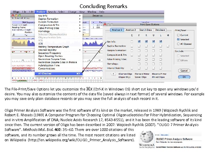 Concluding Remarks The File-Print/Save Options let you customize the ⌘X (Ctrl-X in Windows OS)