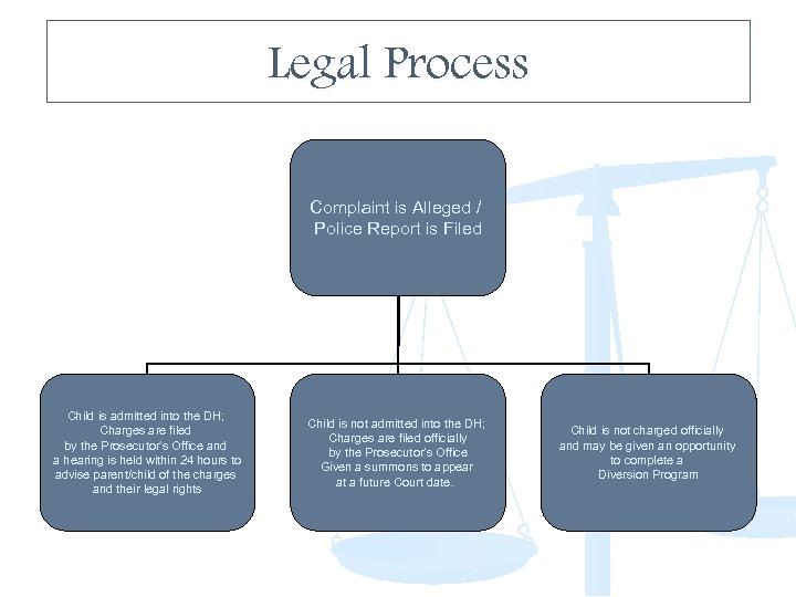 Legal Process Complaint is Alleged / Police Report is Filed Child is admitted into