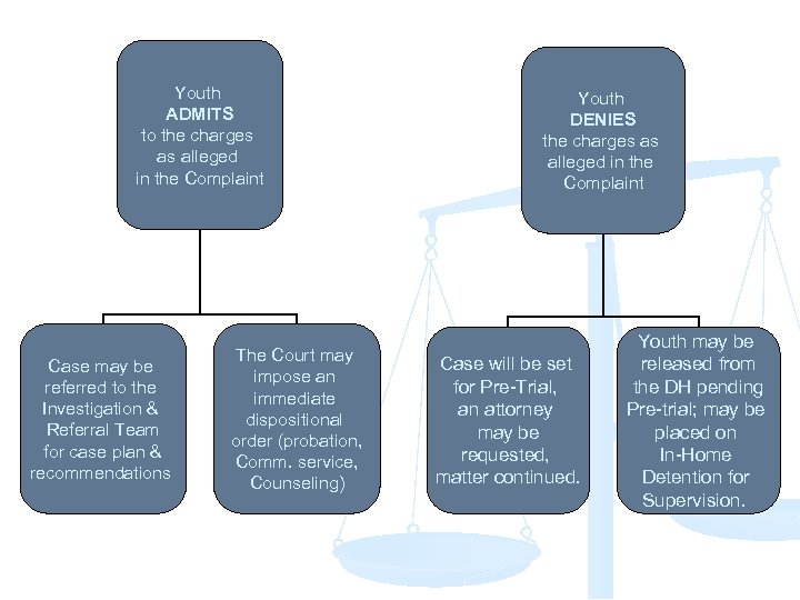 Youth ADMITS to the charges as alleged in the Complaint Case may be referred