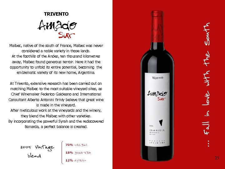 TRIVENTO Malbec, native of the south of France, Malbec was never considered a noble