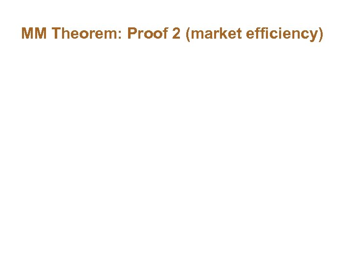 MM Theorem: Proof 2 (market efficiency) 