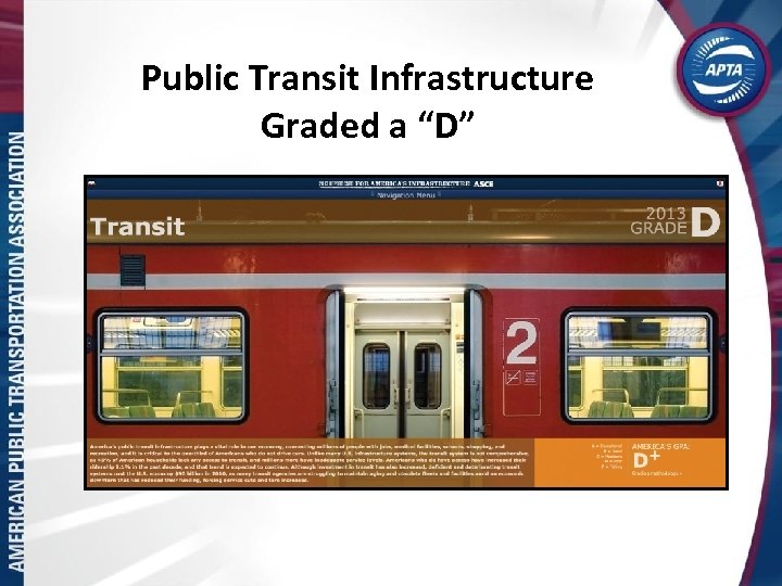 Public Transit Infrastructure Graded a “D” 
