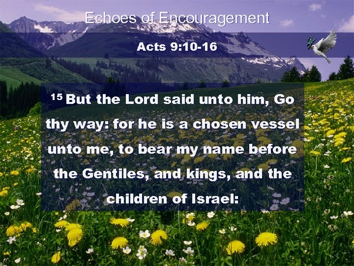 Echoes of Encouragement Acts 9: 10 -16 15 But the Lord said unto him,