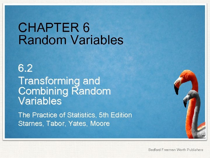 CHAPTER 6 Random Variables 6 2 Transforming And