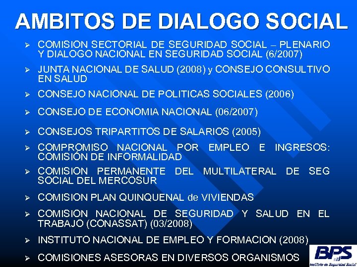 AMBITOS DE DIALOGO SOCIAL Ø COMISION SECTORIAL DE SEGURIDAD SOCIAL – PLENARIO Y DIALOGO