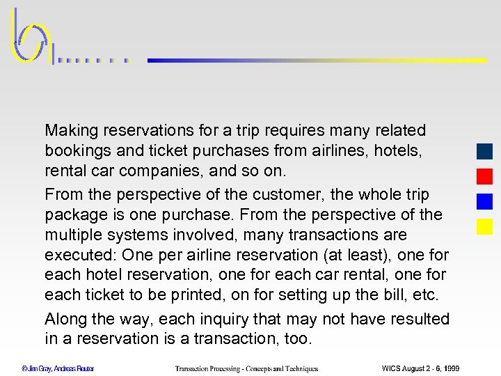 Making reservations for a trip requires many related bookings and ticket purchases from airlines,