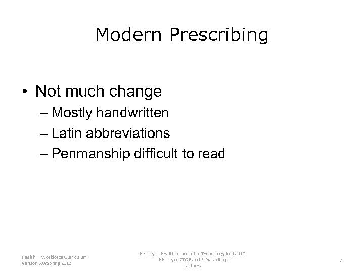 Modern Prescribing • Not much change – Mostly handwritten – Latin abbreviations – Penmanship