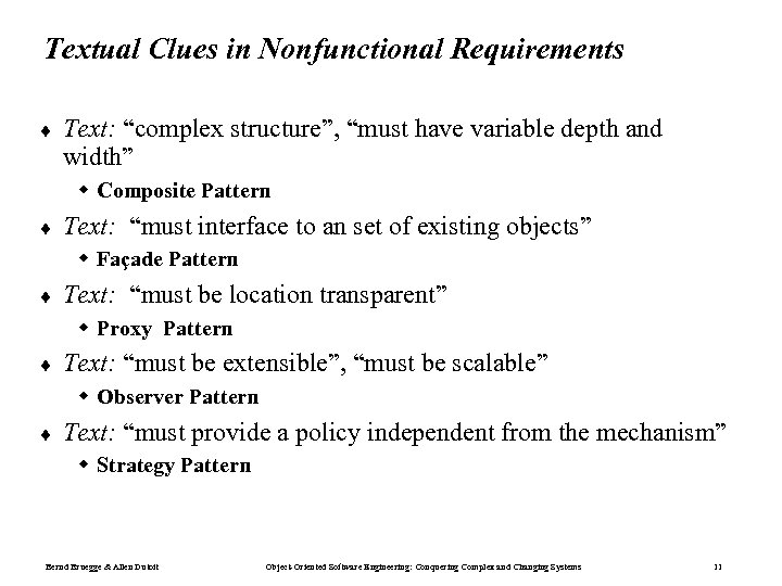 Textual Clues in Nonfunctional Requirements ¨ Text: “complex structure”, “must have variable depth and