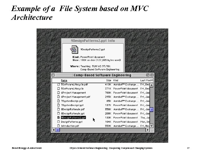 Example of a File System based on MVC Architecture Bernd Bruegge & Allen Dutoit