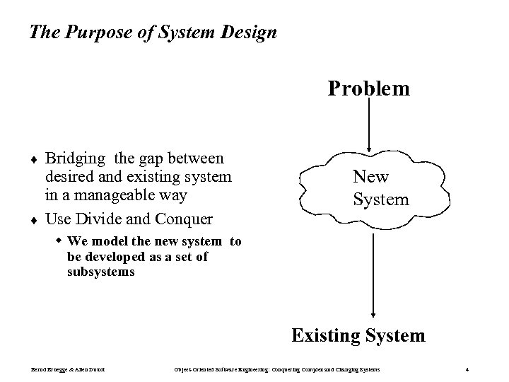 The Purpose of System Design Problem ¨ ¨ Bridging the gap between desired and