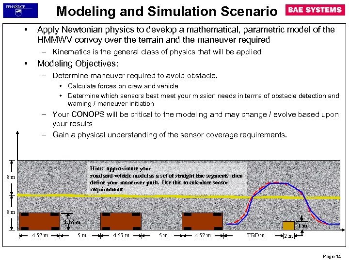 Modeling and Simulation Scenario • Apply Newtonian physics to develop a mathematical, parametric model