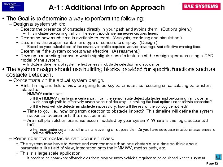 A-1: Additional Info on Approach • The Goal is to determine a way to