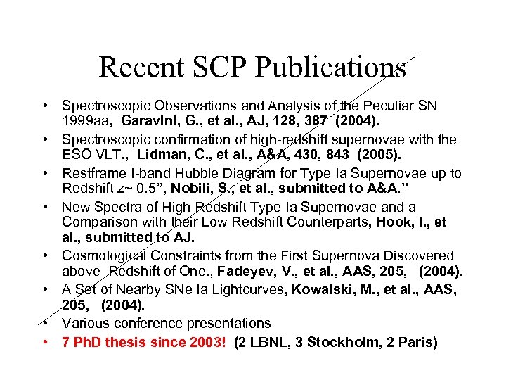 Recent SCP Publications • Spectroscopic Observations and Analysis of the Peculiar SN 1999 aa,