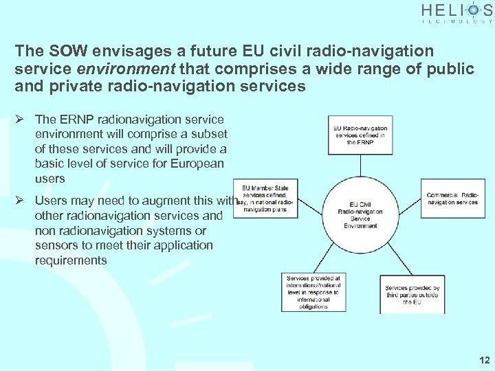 The SOW envisages a future EU civil radio-navigation service environment that comprises a wide