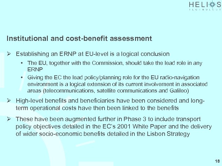 Institutional and cost-benefit assessment Ø Establishing an ERNP at EU-level is a logical conclusion