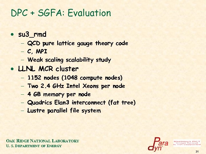 DPC + SGFA: Evaluation · su 3_rmd - QCD pure lattice gauge theory code