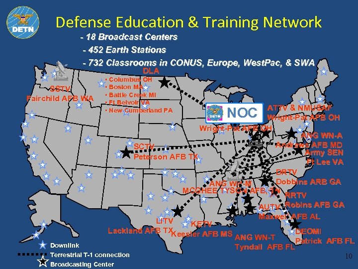 Defense Education & Training Network - 18 Broadcast Centers - 452 Earth Stations -