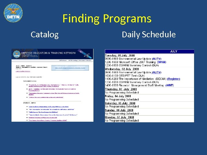  Finding Programs Catalog Daily Schedule 