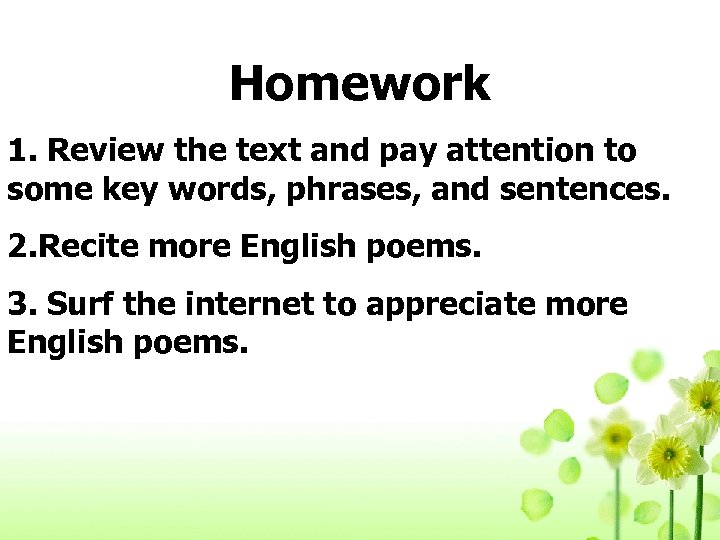 Homework 1. Review the text and pay attention to some key words, phrases, and