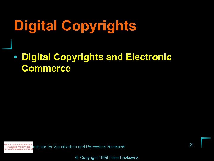 Digital Copyrights • Digital Copyrights and Electronic Commerce Institute for Visualization and Perception Research