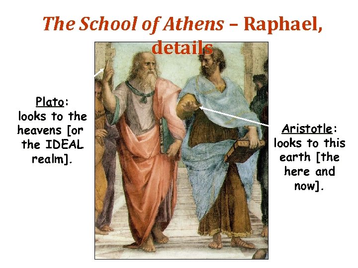 The School of Athens – Raphael, details Plato: looks to the heavens [or the