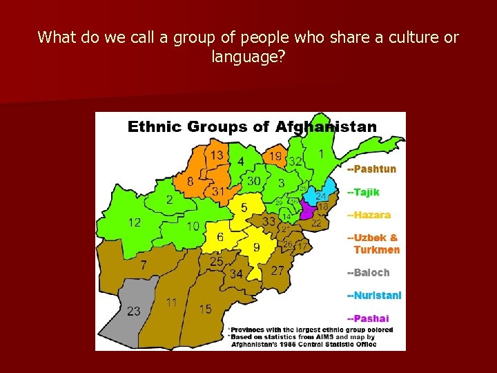 What do we call a group of people who share a culture or language?