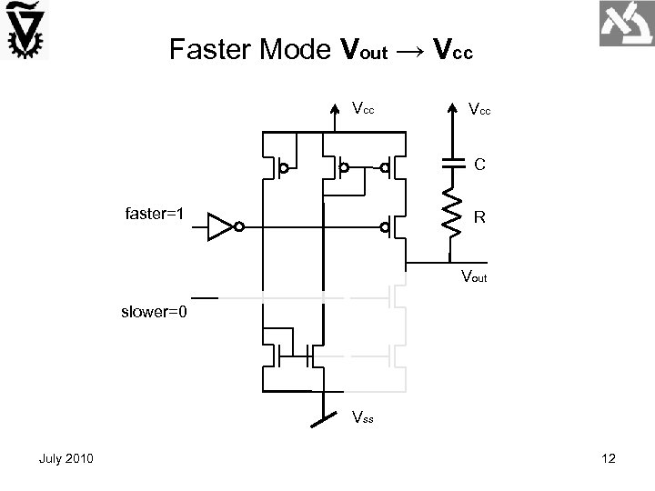 Faster Mode Vout → Vcc Vcc C faster=1 R Vout slower=0 Vss July 2010