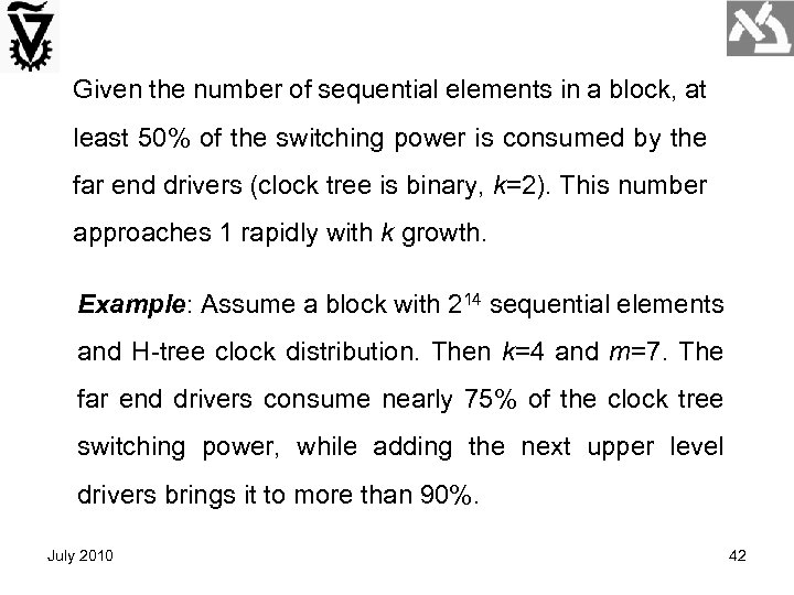 Given the number of sequential elements in a block, at least 50% of the